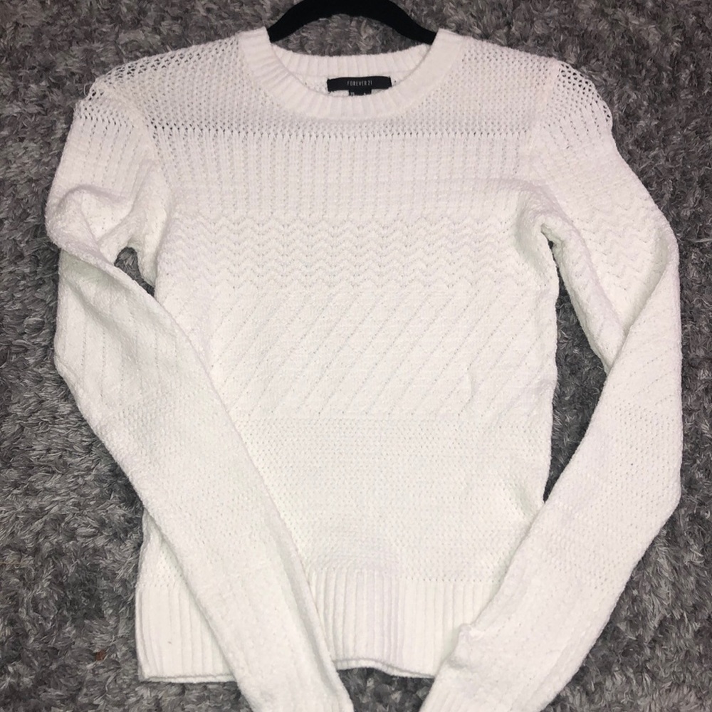 F21 White Knit Sweater